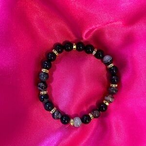 Golden galaxy marble beaded bracelet 🌌🪐.